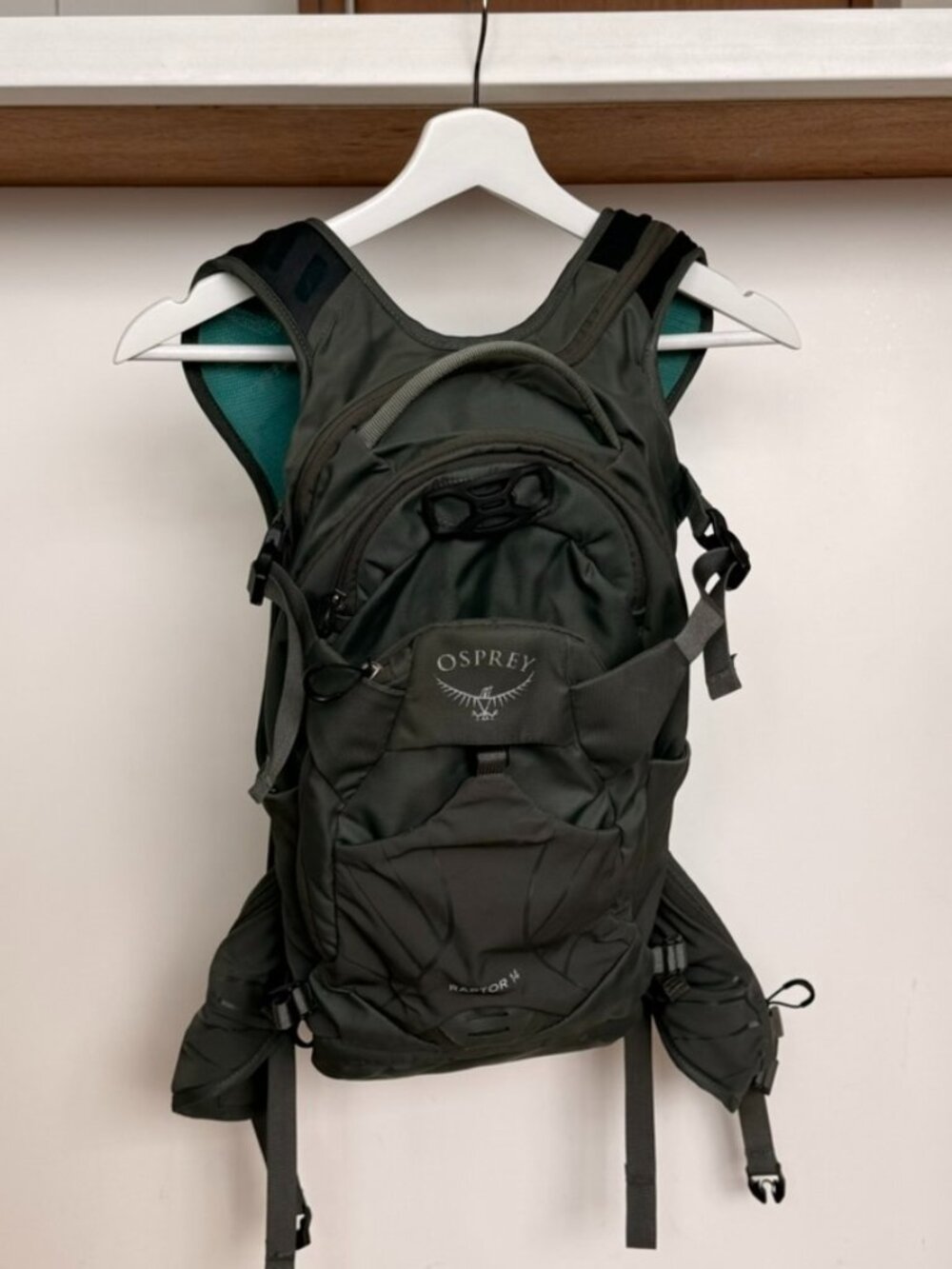 Raptor 14 hydration pack in a dark green color | Osprey
